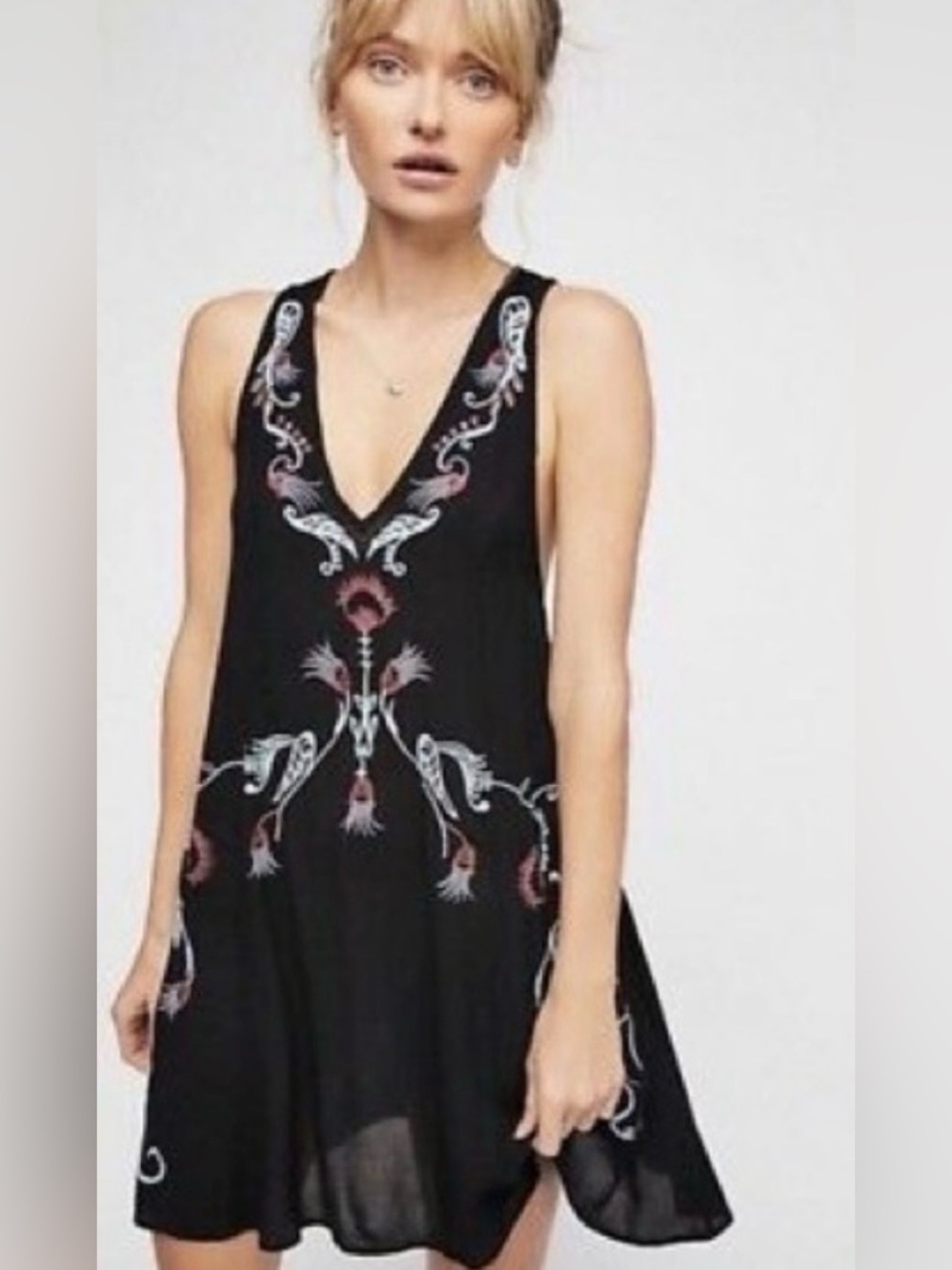 Intimately Free People Adelaide Festival Slip Dress Black Combo Size Large